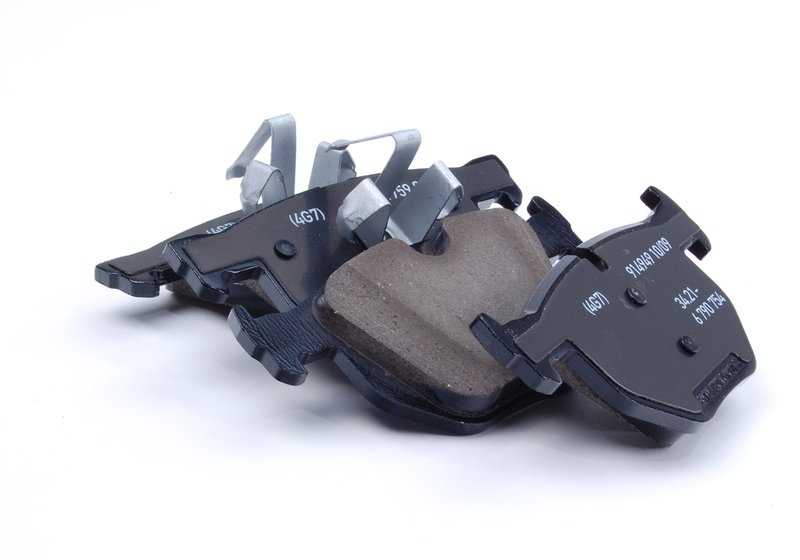 Kit de pastillas de freno traseras sin asbesto OEM 34216790762 para BMW E90, E90N, E92, E92N, E93, E93N y X1 E84. Original BMW.