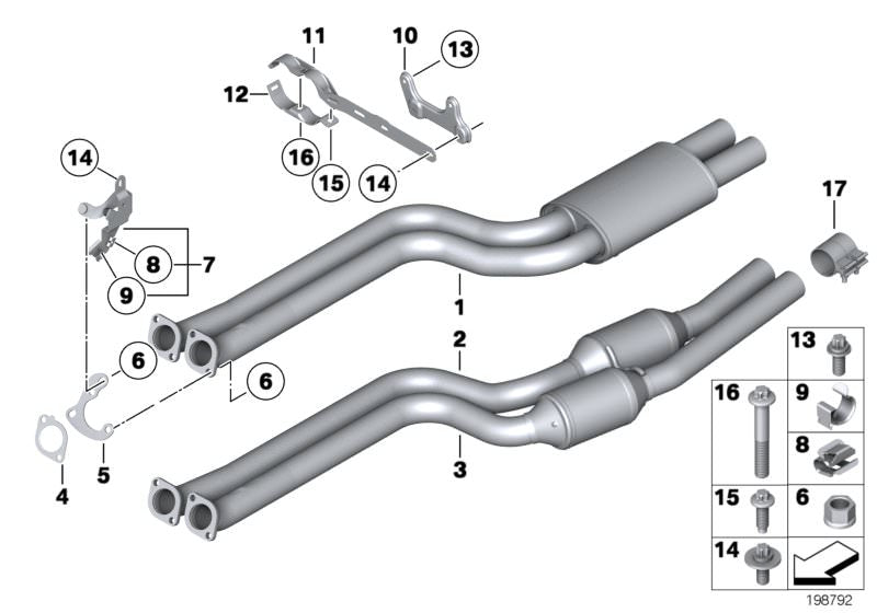 Abrazadera de escape OEM 18207586703 para BMW Z4 E89 (sDrive23i y sDrive30i). Compatible con versiones manuales y automáticas. Original BMW.