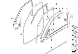 Hermetizado escuadra ventanilla interior derecha OEM 51337129720 para BMW X5 E70, X5 E70 LCI. Original BMW.