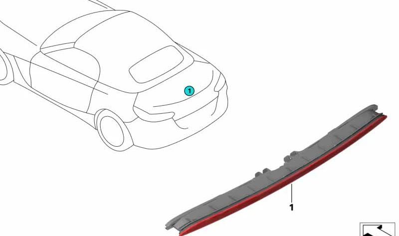 Luz de freno tercera (superior) OEM 63257439015 para BMW Z4 G29. Original BMW.