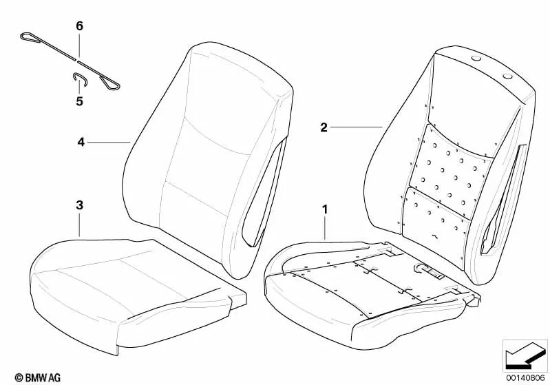 Left fabric seat back cover for BMW 3 Series E92, E92N (OEM 52106979109). Original BMW.