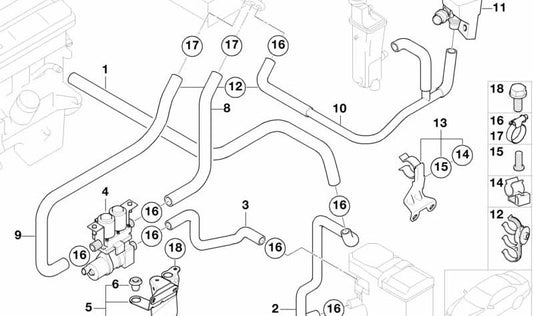Auxiliary heating hose OEM water valve 64218383709 for BMW E53. Original BMW.