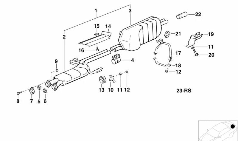 Sistema de escape OEM 18101310536 para BMW E28 y E24. Original BMW.