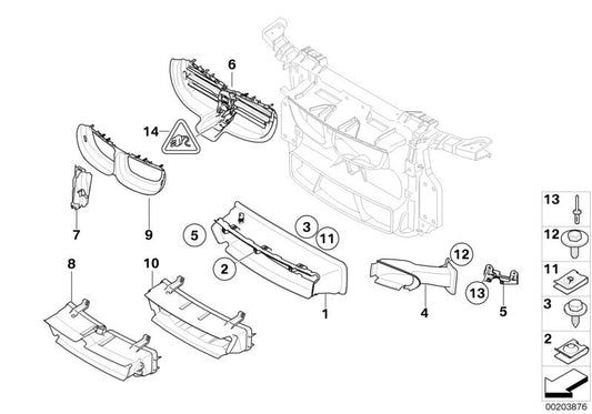 Conducto de aire para freno delantero izquierdo OEM 51747076841 para BMW E87 (118d, 118i, 120d) con cambio manual y automático. Modelos de 2004 a 2007. Original BMW.