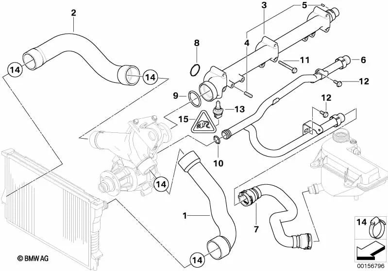 Water hose for BMW E46, F30 (OEM 11537831026). Original BMW