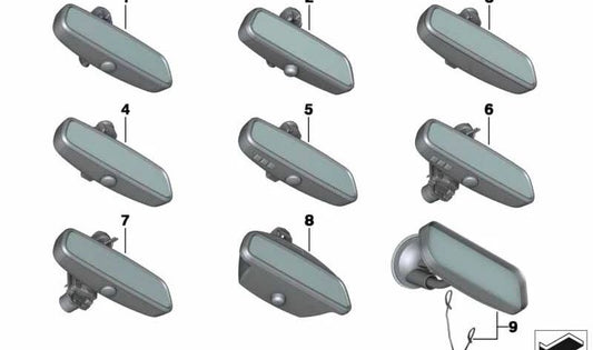 Retrovisor interior con sensor de luz, antideslumbrante, LED y control remoto OEM 51169345381 para BMW F06, F06N, F07, F07N, F10, F10N, F11, F11N, F12, F12N, F13, F13N, F01N, F02N. Original BMW.