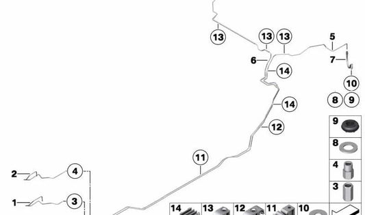 Mangueira de freio OEM 34326789236 para BMW F02, F04. BMW original.