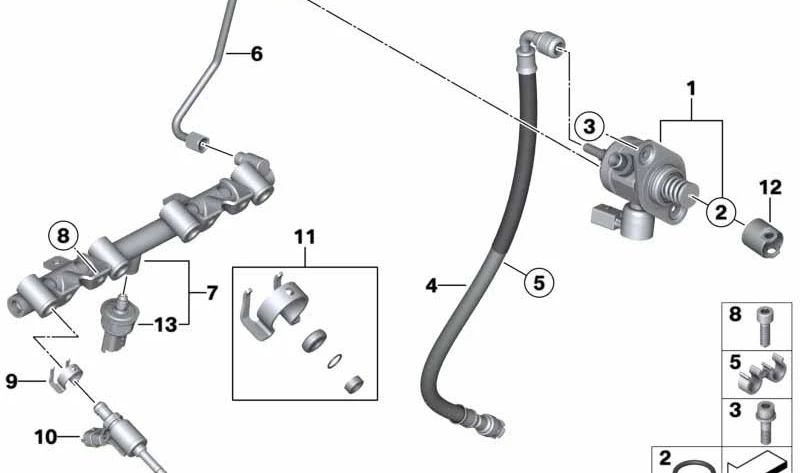 Pompa ad alta pressione per BMW F20, F21, F30, F31, F35 (OEM 13518605103). BMW originale