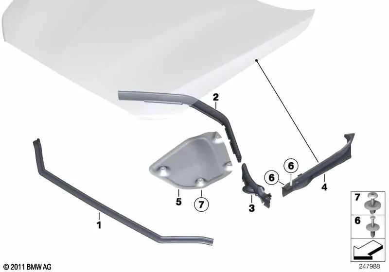 Junta de parede lateral direita OEM 51767269998 para BMW F20, F21, F22, F87 M2, F23... e muito mais. BMW genuíno.
