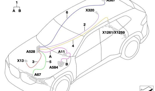 Flexray repair cable OEM 61125A76395 for BMW XM (G09), X5 (F95, G05), X6 (F96, G06). Compatible with versions 40d, 50E, M60i, XDrive30d, XDrive40i, M Competition. Original BMW.