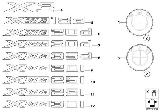 Emblema / Logo Trasero/portón/maletero Bmw X3 E83. Original Recambios