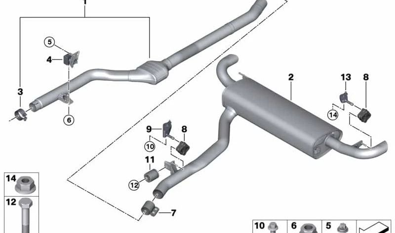 Silenciador delantero OEM 18308475364 para BMW G05, G06. Original BMW.
