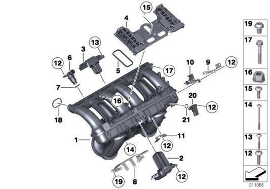 Ansaugkrümmer OEM 11617530272 für BMW E81, E87, E90, E60, E63, E65, X1, X3, Z4... und mehr. Original BMW.