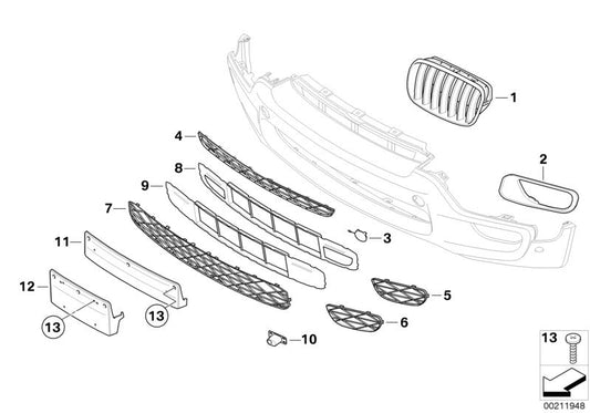 Soporte interior izquierdo para sensor de aparcamiento (PDC) OEM 51118038271 para BMW X5 E70 (todos los modelos compatibles). Original BMW.