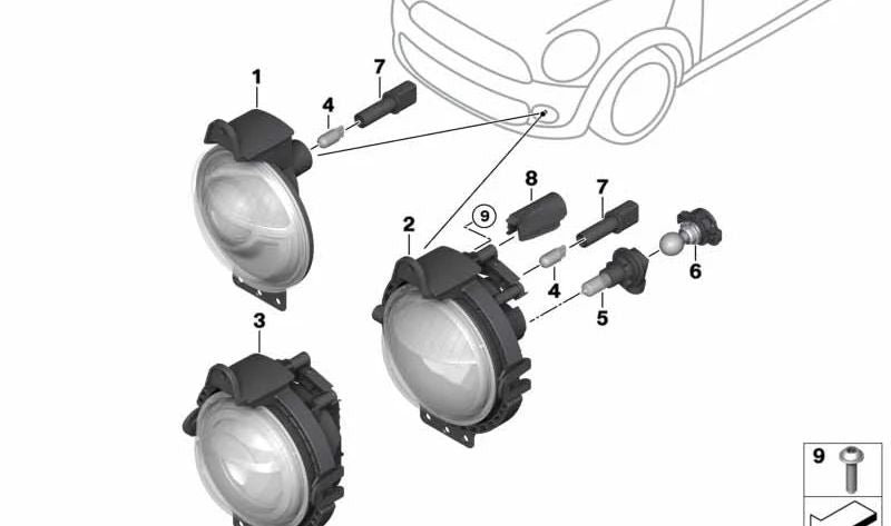Soporte de faro delantero OEM 63177374599 para MINI R57, R58, R59. Pieza original MINI.