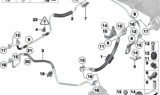 Clip di fissaggio OEM 16136758507 per BMW E82, E88, E90, E91, E92, E93, E65, E66, E84. BMW originale.