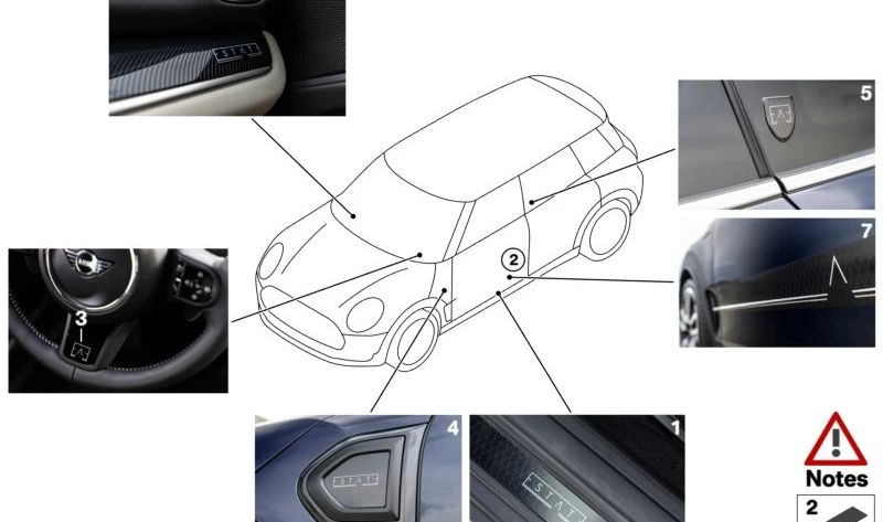 Moldagem da tampa de entrada frontal OEM 51775A42BC0 para MINI F60, F60 LCI. MINI originais.