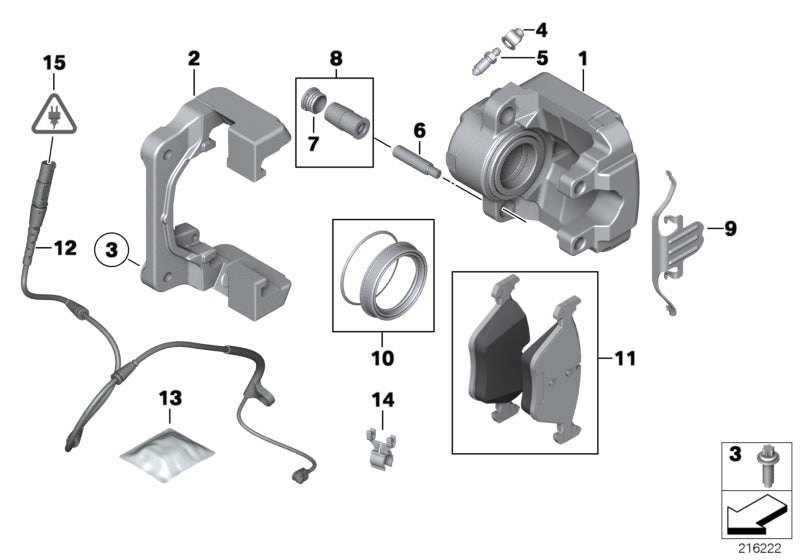 Tapón protector de freno OEM 34116776933 para BMW F07, F07N, F10, F10N, F11, F11N, F06, F06N, F12, F12N, F13, F13N, F01, F01N, F02, F02N, F04, E70, E70N, F15, E71, E72, F16. Original BMW.