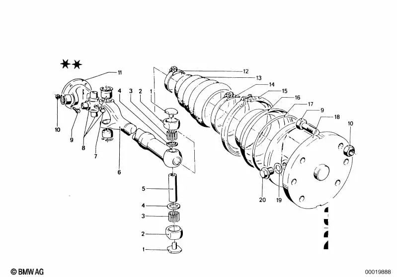 Manguito trasero OEM 33213614150 para BMW 1600, 1600GT, 1602, 2002... y más. Original BMW.