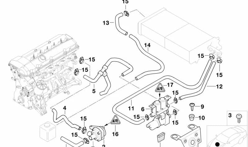 Manguera radiador a vaso expansión OEM 64218378369 para BMW E39 520i con motor M52 (modelos DD11, DD12, DD21, DD22, DH11, DH12, DH21, DH22, DM11, DM12). Original BMW.