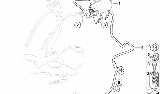 Tubo de ventilación trasero OEM 16136761701 para BMW E60, E61. Original BMW.