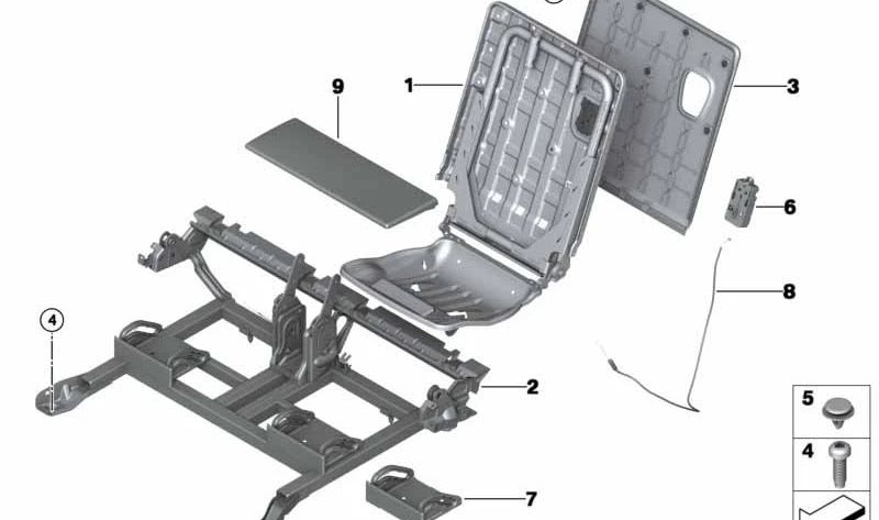 Tapa embellecedora lateral izquierda respaldo asiento OEM 52307247463 para BMW X5 E70 {3.0d, 3.0sd, 3.0si, 4.8i, xDrive30d}. Original BMW.
