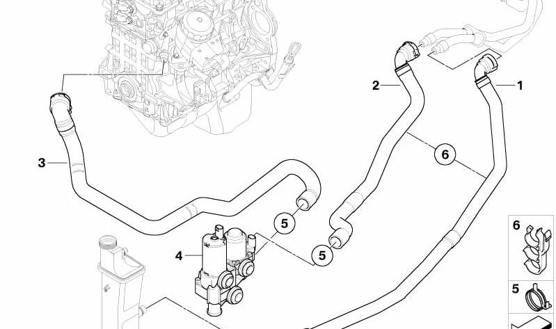 OEM -Hilfswasserpumpen -Verbindungsrohr 64213400421 für BMW E83, E83N. Original BMW.