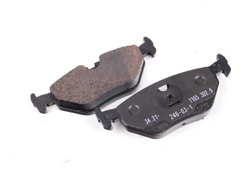 Juego de pastillas de freno traseras sin asbesto OEM 34211158221 para BMW E34 M5 y BMW E32 750i/750iL. Original BMW.