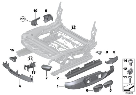 Embellecedor guía cinturón derecho OEM 52107160594 para BMW E87, E90, E91, E84, F25, F26, E89. Pieza interior asiento original BMW.