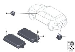 Cámara Top View OEM 66539240274 para BMW Serie 3 F30, F31, F34, Serie 4 F32, F33, F36, Serie 5 F10, F11, Serie 6 F12, F13, Serie 7 F01, F02, X3 F25, X5 E70, X6 E71... y más. Original BMW.