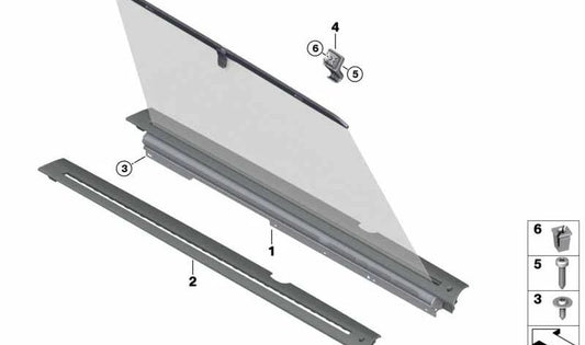 Cortinilla parasol para puerta trasera izquierda OEM 51357478575 para BMW X6 F96, F96N, G06, G06N. Original BMW.