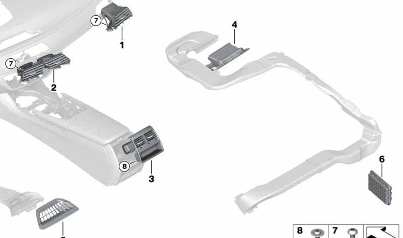 Rejilla de ventilación trasera OEM 64229301743 para BMW G11, G12. Original BMW.