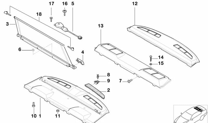 Bandeja de armazenamento direito do rack de ventilação para BMW 7 E38 Series (OEM 51468174168). BMW original