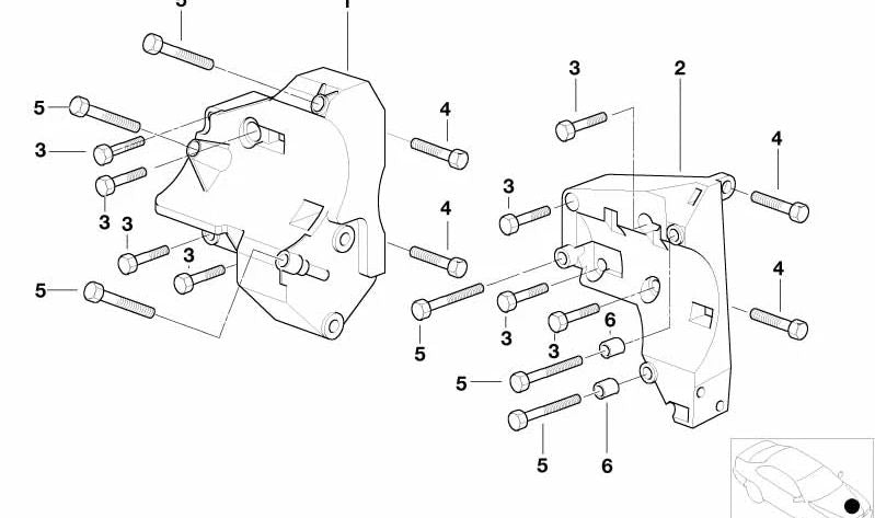 Soporte compresor aire acondicionado OEM 64551432237 para BMW E36, E46, E39, E38, E53, Z3, E85, E86. Repuesto original BMW.
