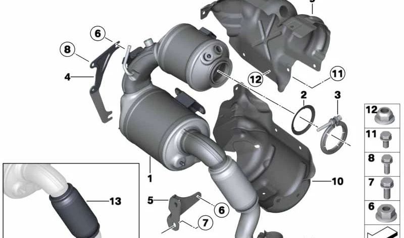 Chapa de calorífugo OEM 18308509066 para MINI R56 LCI, Clubman R55 LCI, Cabrio R57 LCI, Coupé R58, Roadster R59, Countryman R60, Paceman R61. Original MINI.