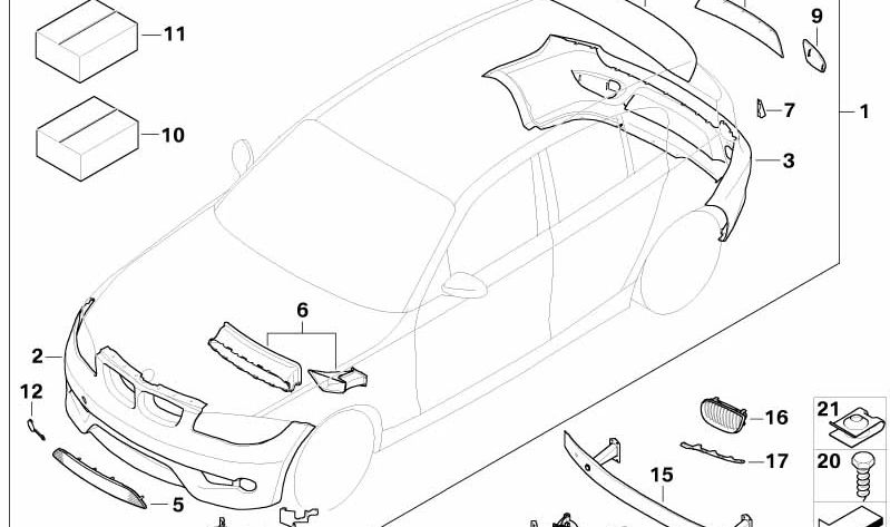 Canalizador de aire delantero Aeropaket OEM 51130397770 para BMW E81, E87. Original BMW.