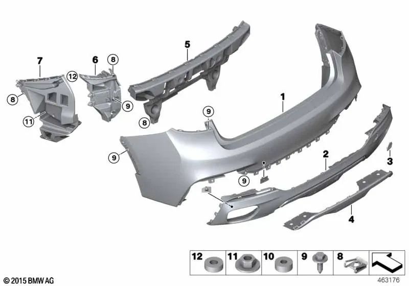 Links hintere Stoßfängerstütze für BMW F16 (OEM 51127319829). Original BMW