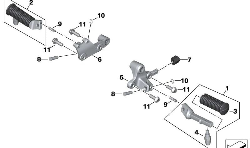 Stütze für rechten Vorderfuß OEM 46711540804 für BMW R 18, R 18 Classic Motorräder. Original BMW Motorrad.