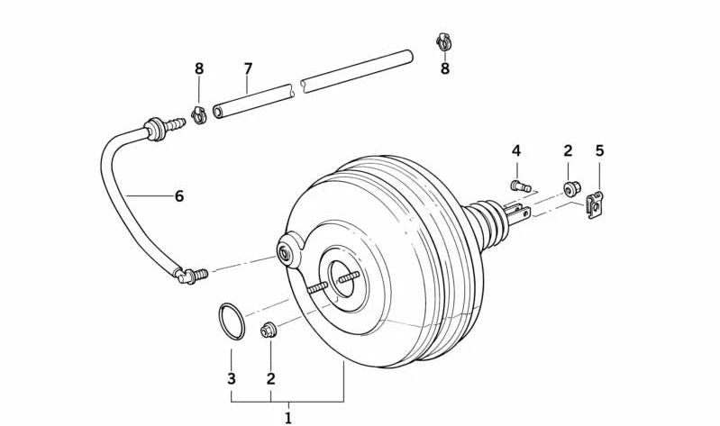 Tubo de freno OEM 34331161511 para BMW E34 (530i, 540i) y E32 (730i). Original BMW.