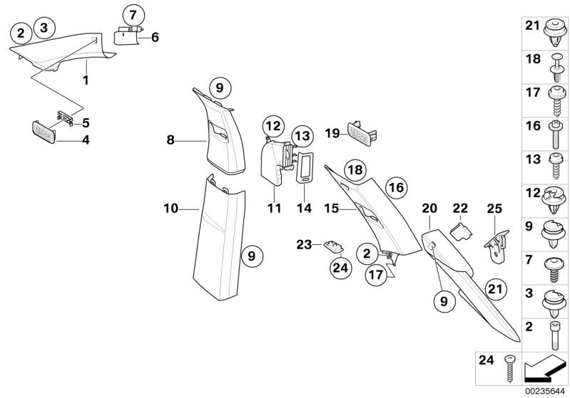 Moldura inferior derecha pilar B OEM 51436971872 para BMW X5 E70, E70N. Pieza original BMW.