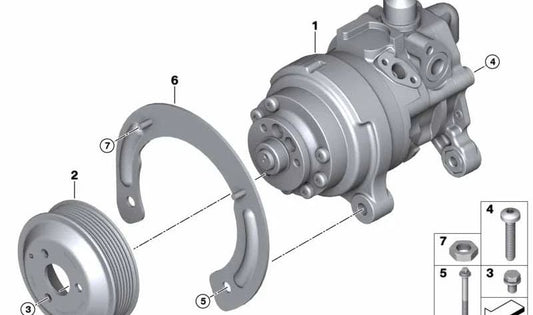 Tandem OEM 32416783793 for BMW X5 E70N. Assisted steering pump component. Original BMW.