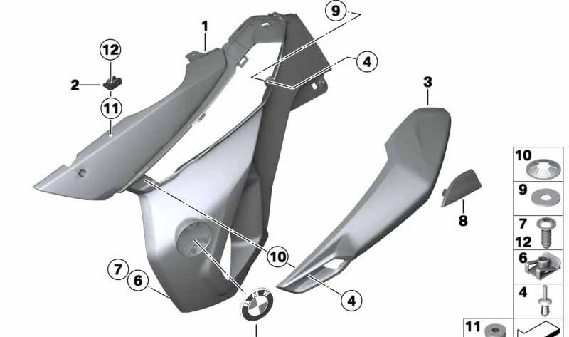 Revestimiento izquierdo OEM 46637721013 para BMW Motorrad F 650 GS, F 800 GS (K72). Original BMW Motorrad.