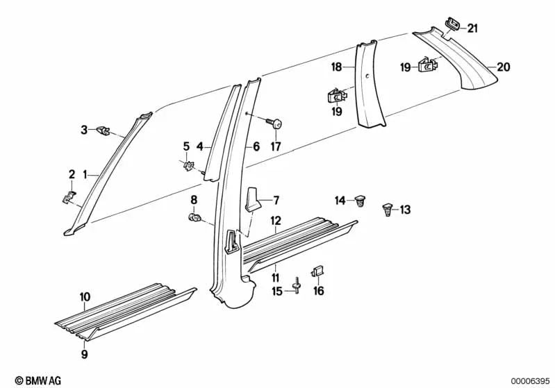 Rechte Abdeckung für die BMW 3 E30 -Serie (OEM 51431916682). Original BMW
