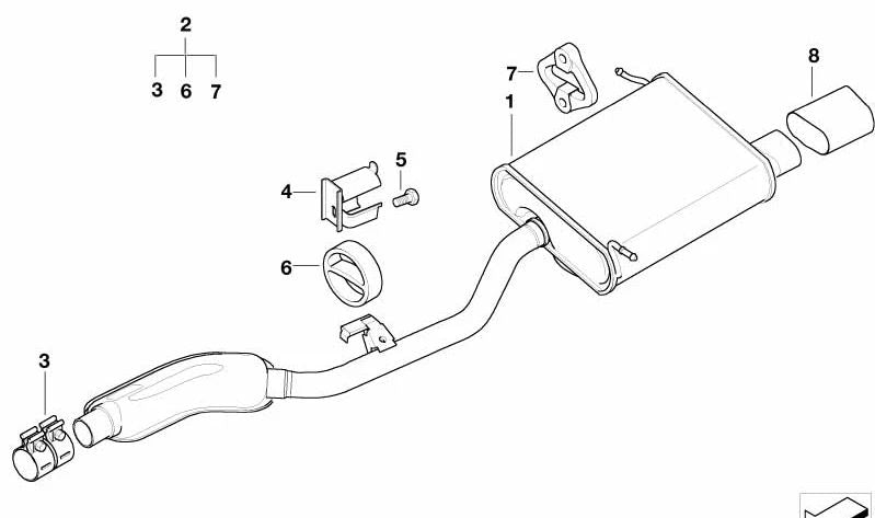 OEM 18210151437 Rear Silent Assembly Kit for BMW E36, Z3. Original BMW.