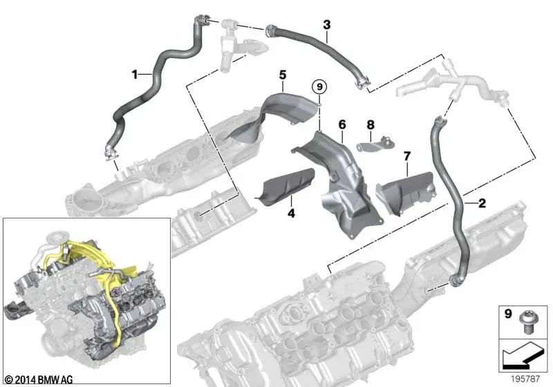 Proteção contra calor superior para BMW X5 E70, X6 E71 (OEM 1115758998). BMW original.