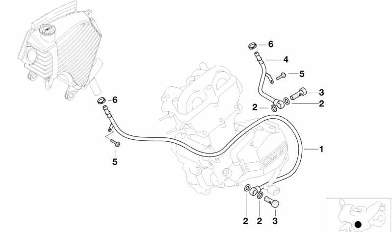 Tubo d'olio di ammissione OEM 11432343548 per la BMW F 650 GS motociclette, F 650 GS Dakar. BMW MOTORAD originale.