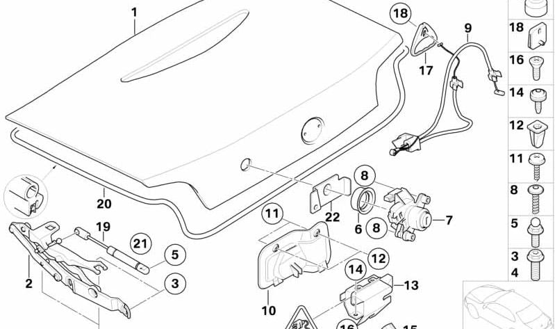 Junta de estanqueidad portón trasero OEM 51717016194 para BMW E85 (Z4). Original BMW.