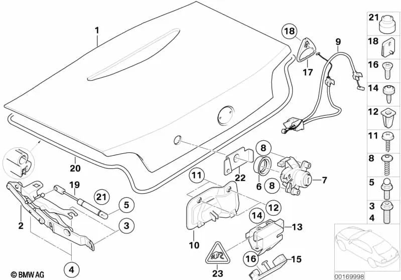 Fechadura com chave para BMW E85 (OEM 51247073980). BMW originais.