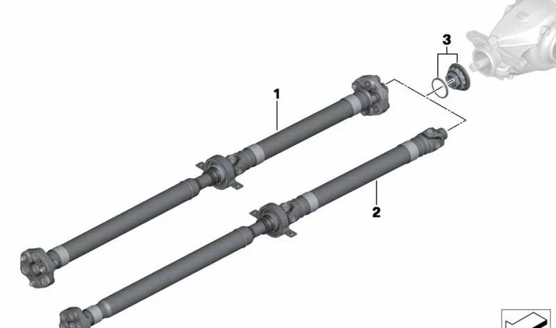 Eje de transmisión trasero para caja automática OEM 26107614653 para BMW Serie 7 (F02). Original BMW.
