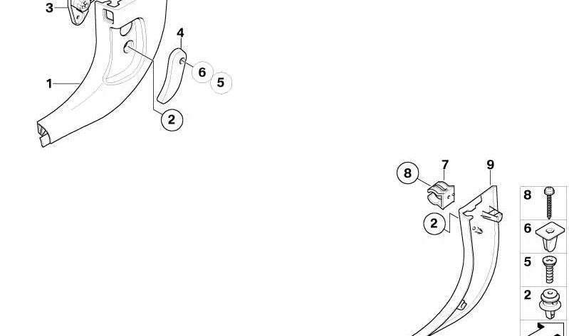 Panneau côté avant droit 51437073680 pour BMW E63, E64. Intérieur de couleur beige (schilf). BMW d'origine.